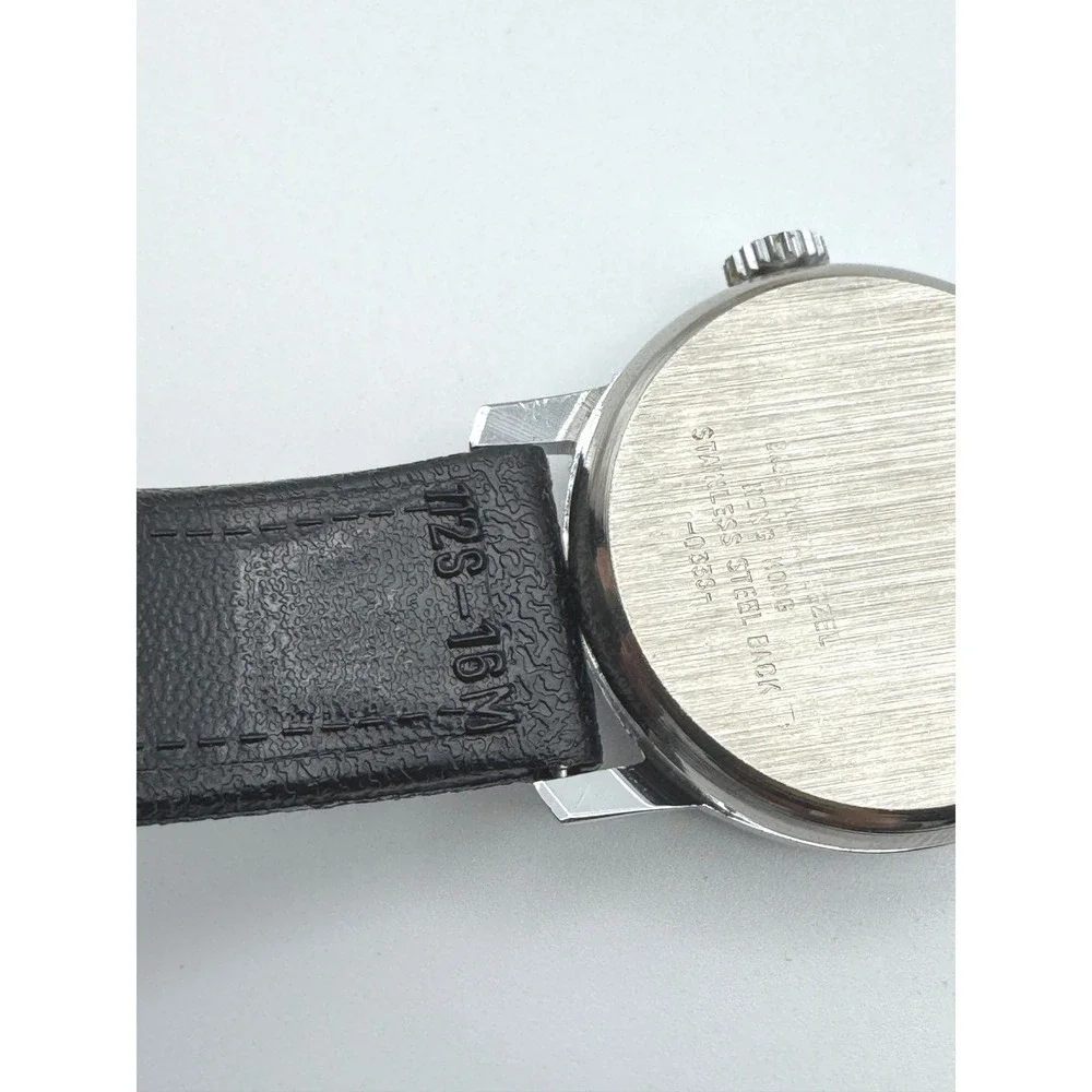 Vintage Mickey Mouse Wrist Watch Bradley Time Division Black‎ Leather Strap